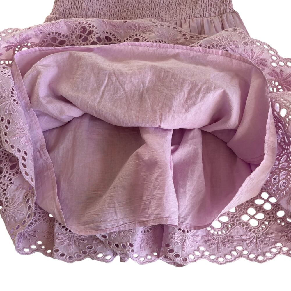 Lovers + Friends x Jetset Christina Dallas Lavender Eyelet Smocked Mini Dress XS - Picture 7 of 10